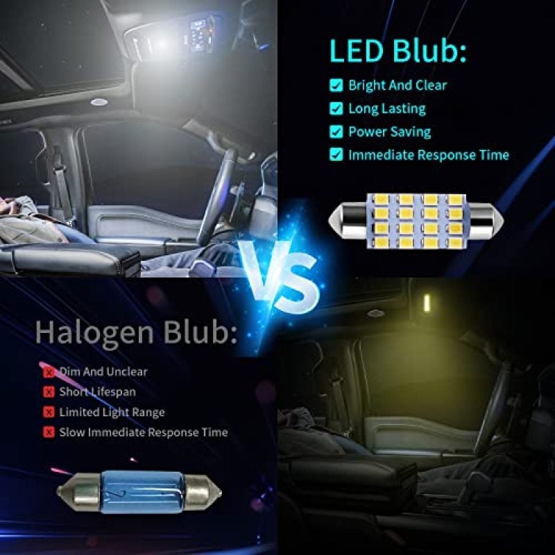 Interior Car Lights: 42-Piece 6500K White 2835 Chipset Led Bulbs - Effortless Plug-and-Play Upgrade Automotive Led Bulbs for Truck, Sedan, SUV Cabin, Dome, Map, Courtesy Lights - Image 4