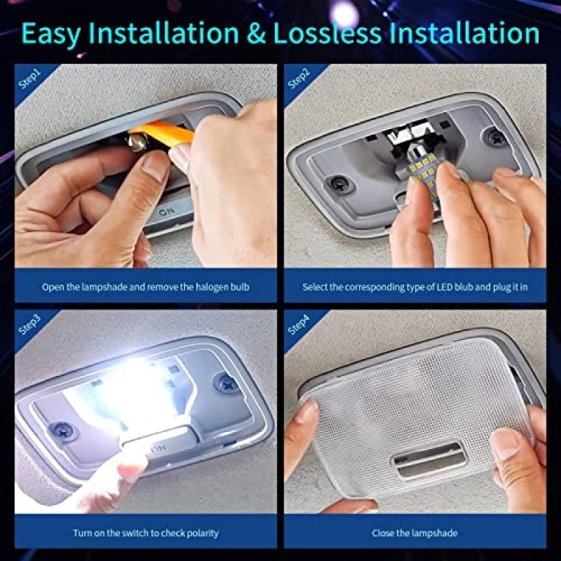 Interior Car Lights: 42-Piece 6500K White 2835 Chipset Led Bulbs - Effortless Plug-and-Play Upgrade Automotive Led Bulbs for Truck, Sedan, SUV Cabin, Dome, Map, Courtesy Lights - Image 5