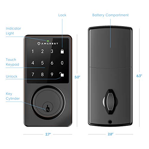 Amcrest Keyless Entry Door Lock Deadbolt, Digital Door Locks with Keypads, Smart Lock, Electronic Keypad Door Knob Cylinder Deadbolt, Automatic Locking, Heavy Duty Commercial Grade ADL220-B - Image 5