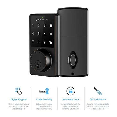 Amcrest Keyless Entry Door Lock Deadbolt, Digital Door Locks with Keypads, Smart Lock, Electronic Keypad Door Knob Cylinder Deadbolt, Automatic Locking, Heavy Duty Commercial Grade ADL220-B - Image 2