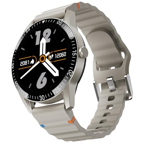 Fire-Boltt Talk Round Smart Watch 1.39″ TFT Display with Bluetooth Calling, Dual Button, Voice Assistance, SPO₂ & Heart Rate Monitor, 120+ Sports Modes, Smartwatch for Men & Women - Beige - Image 1
