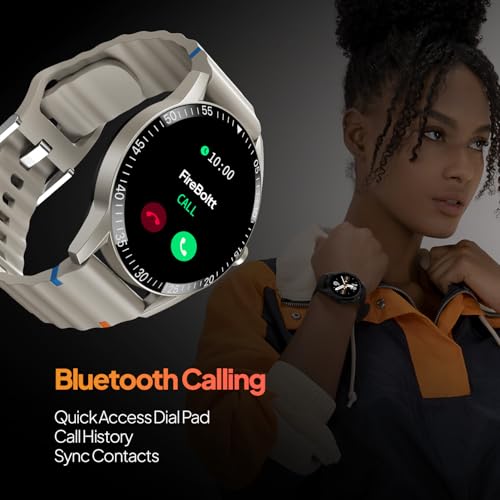 Fire-Boltt Talk Round Smart Watch 1.39″ TFT Display with Bluetooth Calling, Dual Button, Voice Assistance, SPO₂ & Heart Rate Monitor, 120+ Sports Modes, Smartwatch for Men & Women - Beige - Image 5