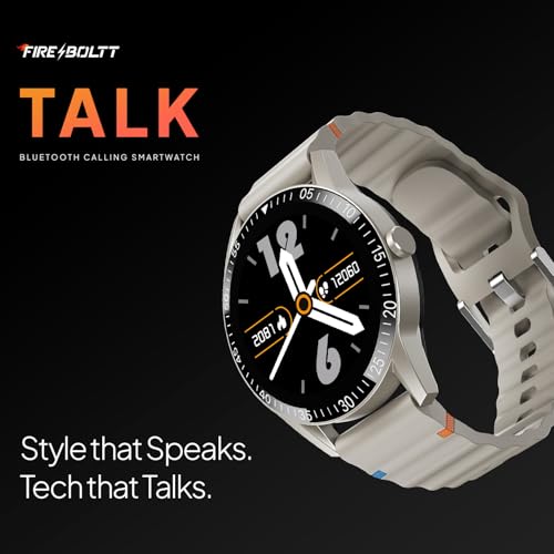 Fire-Boltt Talk Round Smart Watch 1.39″ TFT Display with Bluetooth Calling, Dual Button, Voice Assistance, SPO₂ & Heart Rate Monitor, 120+ Sports Modes, Smartwatch for Men & Women - Beige - Image 2