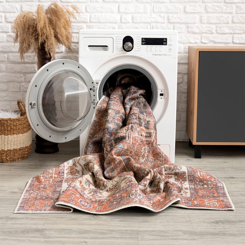 Bloom Rugs Washable 12 ft Runner - Red/Orange/Beige Traditional Runner for Entryway, Hallway, Bathroom, and Kitchen - Exact Size: 2.5' x 12' - Image 4