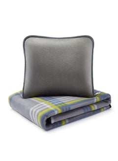Generic Portable Travel Blanket Airplane Compact With Bag, Fleece Throw Blanket Cozy Soft For Camping Train 60" X 40", Plaid,(Grey)  - Image 1