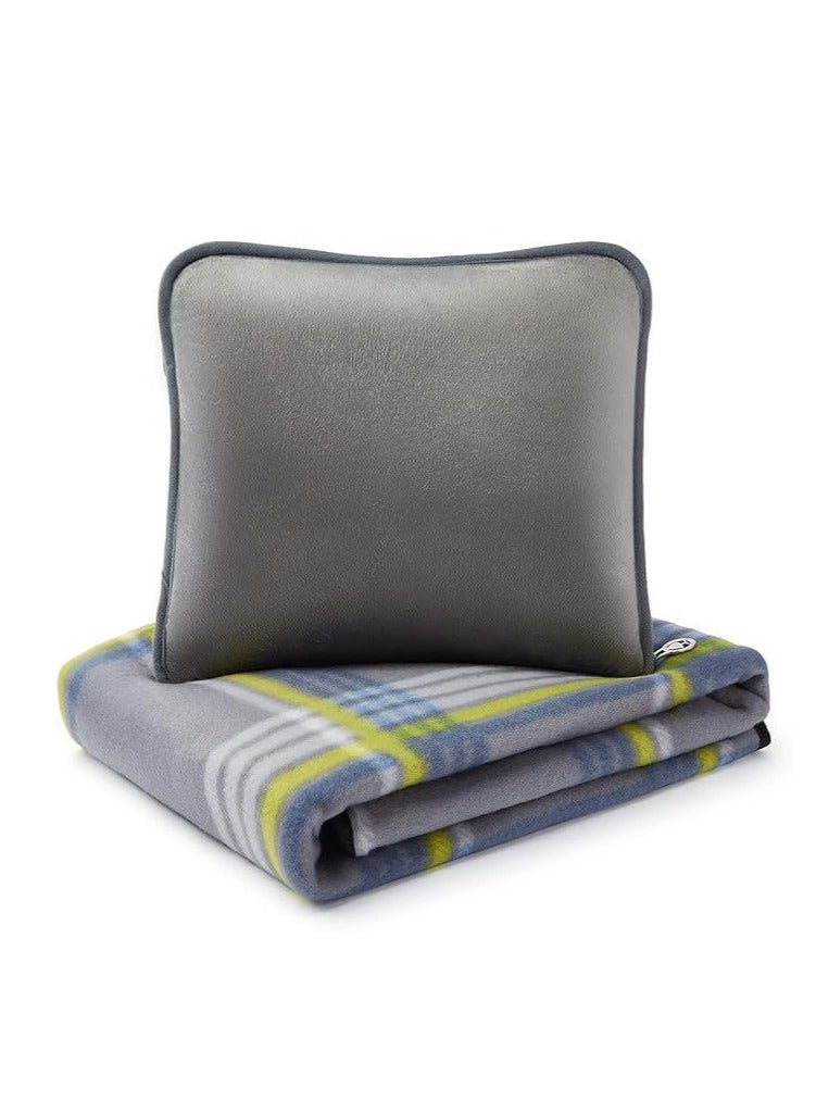 Generic Portable Travel Blanket Airplane Compact With Bag, Fleece Throw Blanket Cozy Soft For Camping Train 60" X 40", Plaid,(Grey) - Image 1