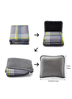 Generic Portable Travel Blanket Airplane Compact With Bag, Fleece Throw Blanket Cozy Soft For Camping Train 60" X 40", Plaid,(Grey)  - Image 2