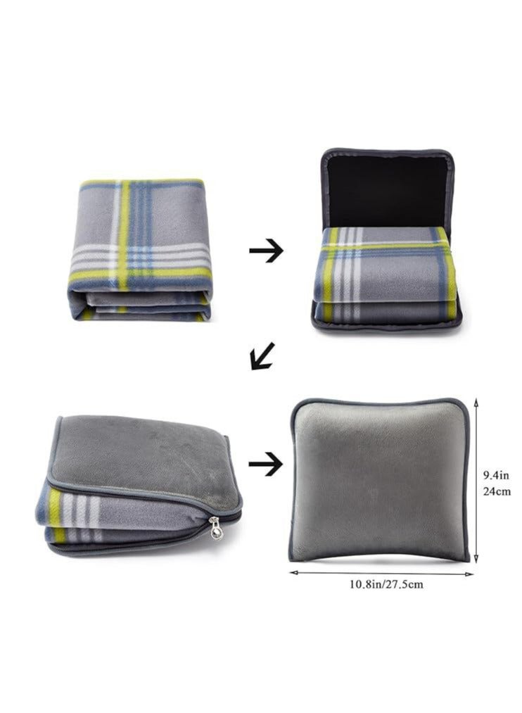 Generic Portable Travel Blanket Airplane Compact With Bag, Fleece Throw Blanket Cozy Soft For Camping Train 60" X 40", Plaid,(Grey) - Image 2