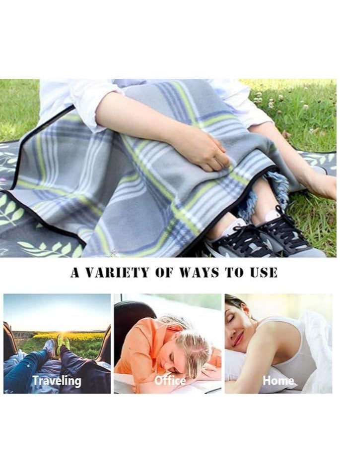 Generic Portable Travel Blanket Airplane Compact With Bag, Fleece Throw Blanket Cozy Soft For Camping Train 60" X 40", Plaid,(Grey) - Image 3