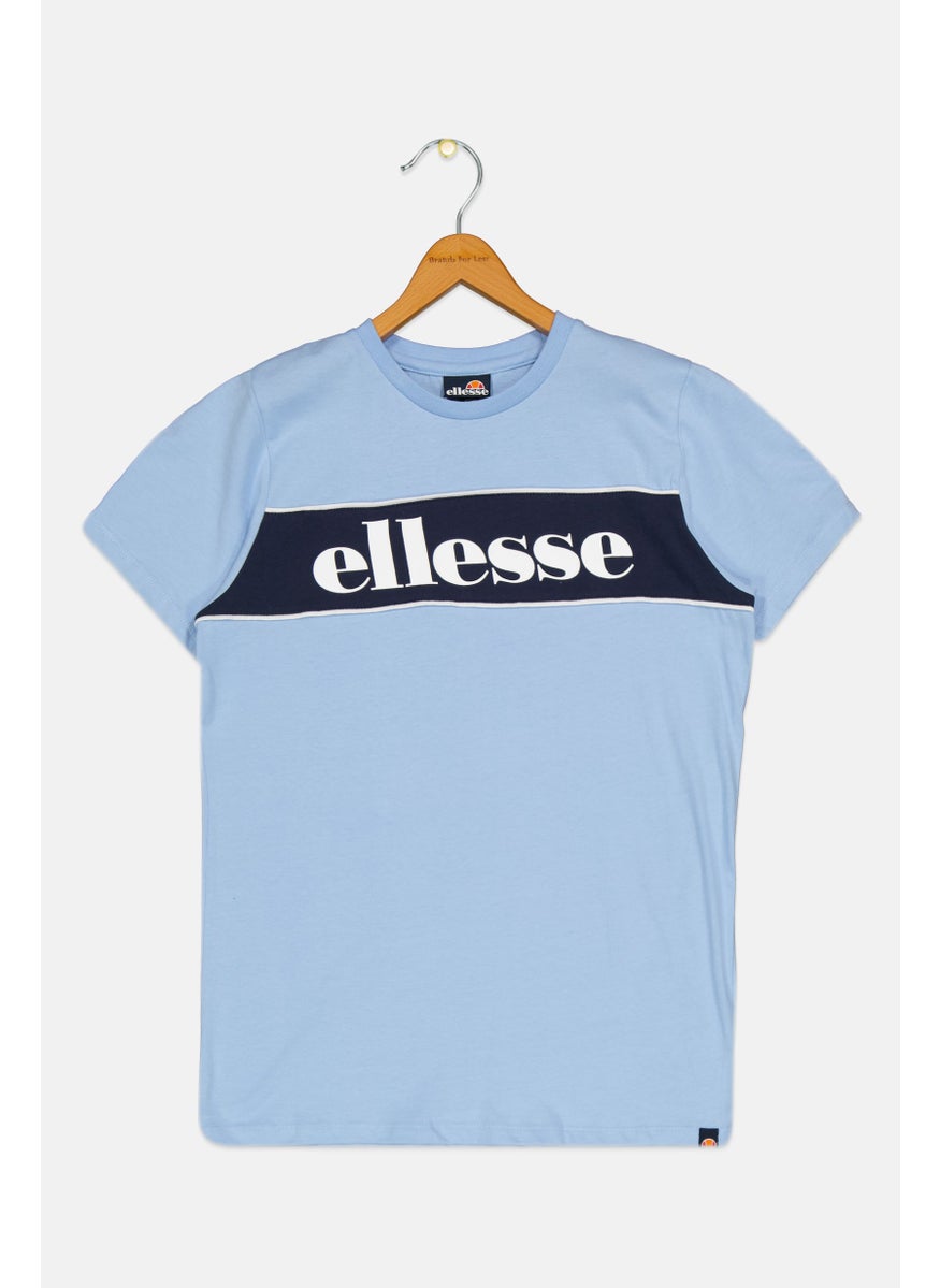 Ellesse Kids Boy Sportswear Fit Short Sleeve Brand Logo Outdoor T-Shirt, Light Blue  - Image 1