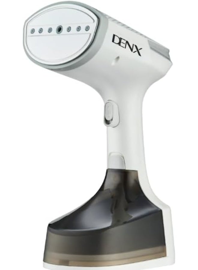 DENX DX3008 مكواة بخار يدوية للملابس، بقدرة 1800 واط مع تسخين سريع، إخراج بخار مستمر بمعدل 23 جم/دقيقة، خزان مياه قابل للفصل بسعة 350 مل، جهاز بخار محمول للملابس والستائر والمفروشات.