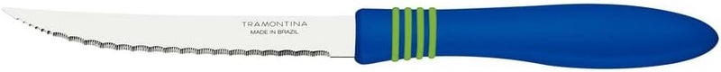 Tramontina Cor&Cor 2 Pieces Steak Knife Set with Stainless Steel Blade and Blue Polypropylene Handle