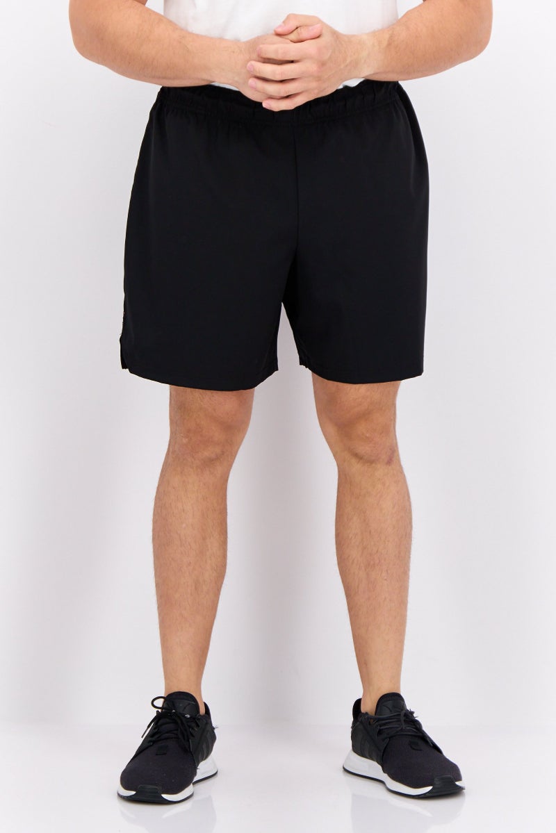 MOTION شورتات تدريب رياضية للرجال مع حبل سحب، أسود - Image 1