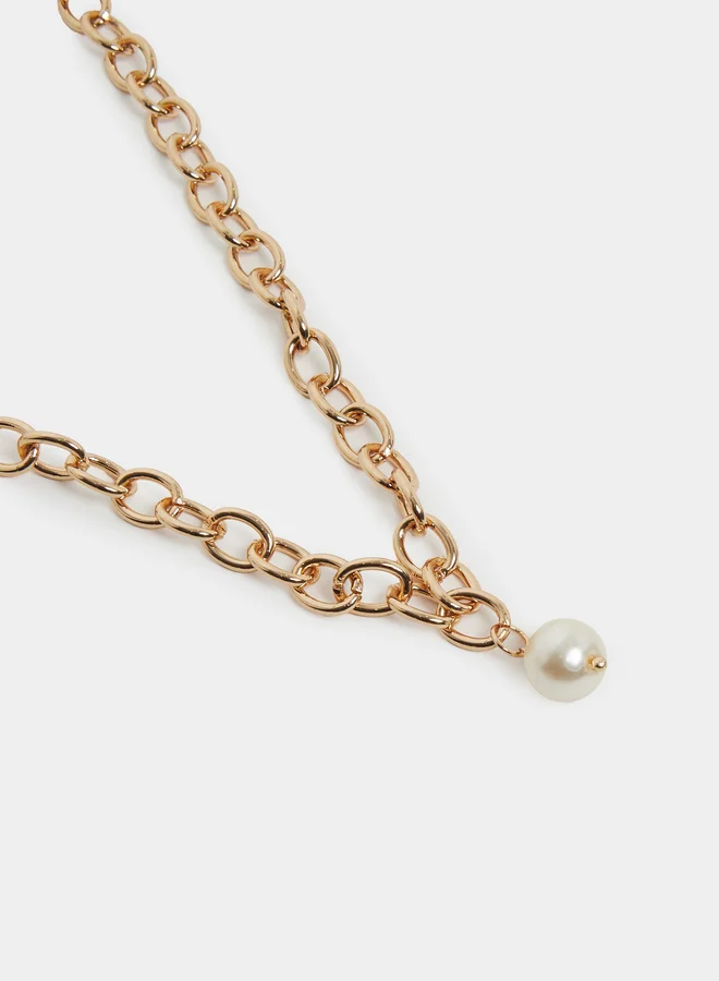 Styli  Styli Gold Chain Necklace with Pearl Pendant for Women | Best Price UAE