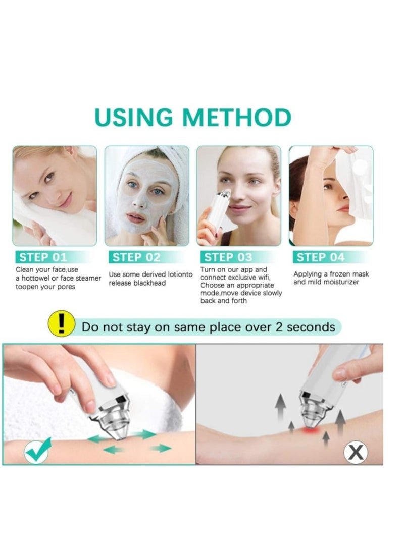 OASIS-TH Black Head Pimple Vacume Removal with camera  Pore Vacuum Cleaner Blackhead Suction Tool, 20X Microscope Camera Rechargeable Facial Comedone Acne Extractor for Men Women  - Image 5