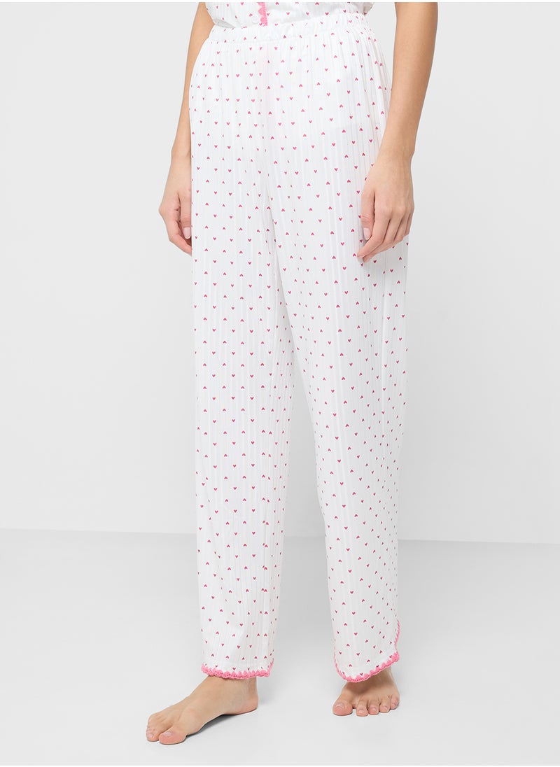 Ginger - Ditsy Print Shirt & Pyjama Set With Contrast Trim - Image 1