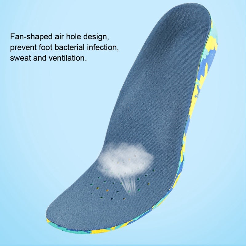 Kid Insole: Blue, Breathable Soft Quality Material, Arch Support - Flatfoot Correction Shock Absorbing Feet Support for Child Sports & Daily Wear - Image 3