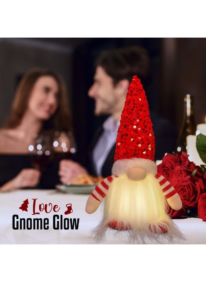 تشيلور مجموعة من 3 دمى تماثيل عيد الميلاد الإسكندنافية من تشيلور، مع لحية وإضاءة LED، مصنوعة يدويًا على شكل سانتا كلوز سويدي، مقاس 12 بوصة، وقبعة من الترتر، وزينة عيد الميلاد في الليل، ودمية قزم، وزينة قزم باللون الأحمر. - Image 2