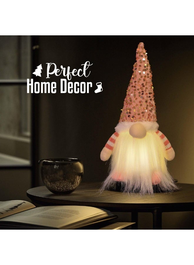 تشيلور مجموعة من 3 دمى تماثيل عيد الميلاد الإسكندنافية من تشيلور، مع لحية وإضاءة LED، مصنوعة يدويًا على شكل سانتا كلوز سويدي، مقاس 12 بوصة، وقبعة من الترتر، وزينة عيد الميلاد في الليل، ودمية قزم، وزينة قزم باللون الأحمر. - Image 3