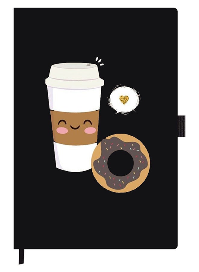 Theodor Designer A5 Thick Black Hardcover Notebook Coffee-Smile - Image 1