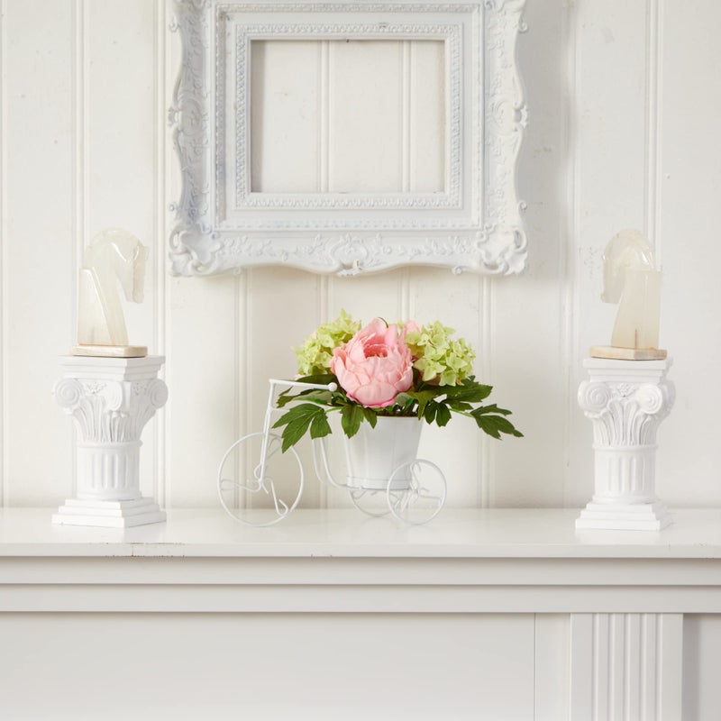 Nearly Natural Peony & Hydrangea Tricycle Silk Flower Arrangement - Image 2