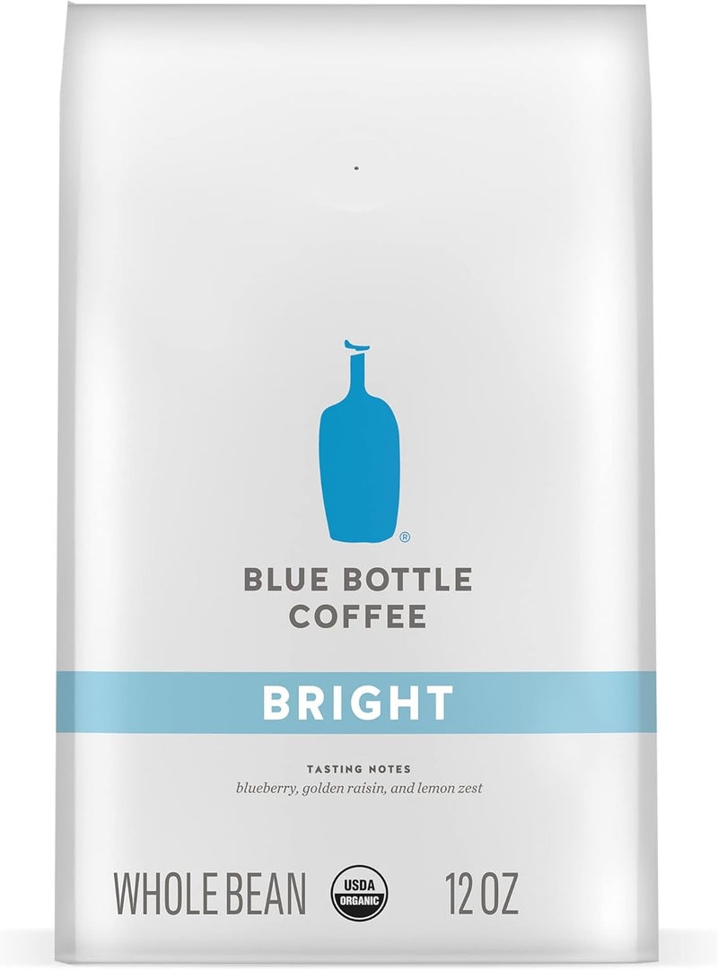 blue bottle coffee قهوة عضوية حبوب كاملة من زجاجة زرقاء، تحميص خفيف مشرق، 12 أونصة - Image 1