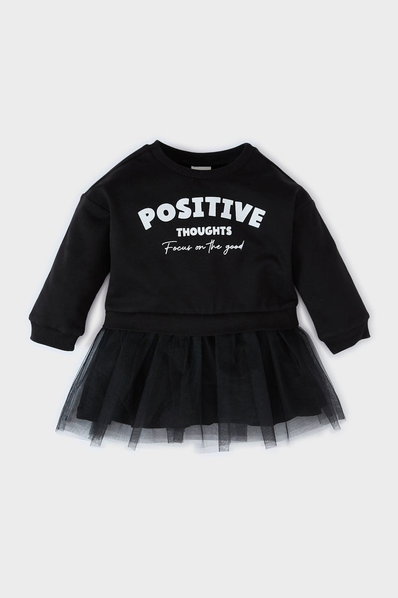 DeFacto Baby Girl Printed Long Sleeve Sweatshirt Dress - Image 1