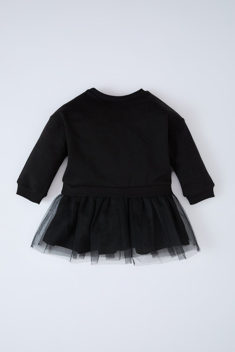 DeFacto Baby Girl Printed Long Sleeve Sweatshirt Dress - Image 4