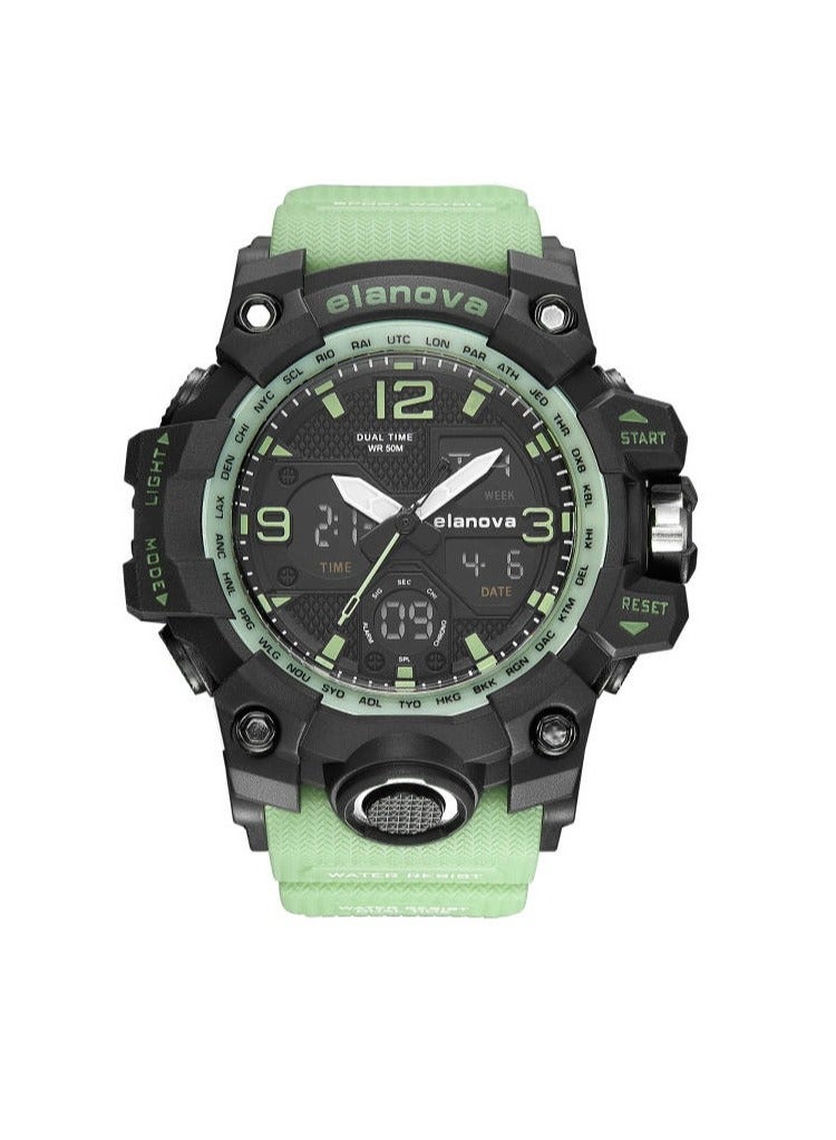 Elanova Stylish wristwatch with analog and digital display, water-resistant, featuring a durable silicone strap, perfect for athletes and everyday use, model EL907 for youth. - Image 1