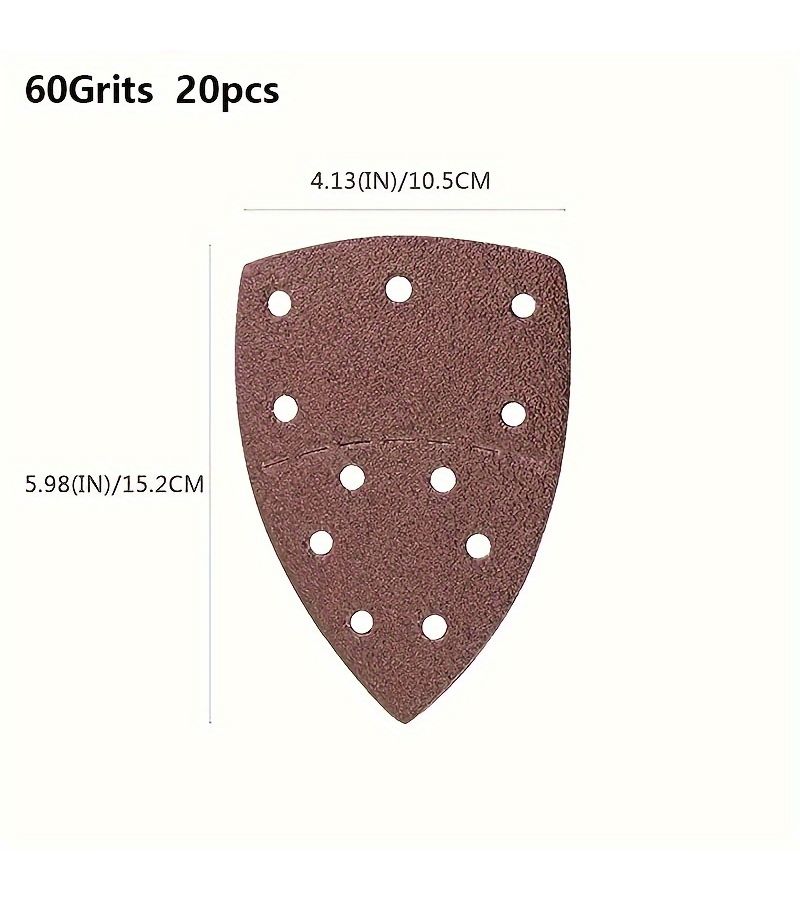 20 Pieces Triangle Sandpaper 120 Grit For Mouse Grinder 11 Holes Precision Machining And Polishing - Image 3