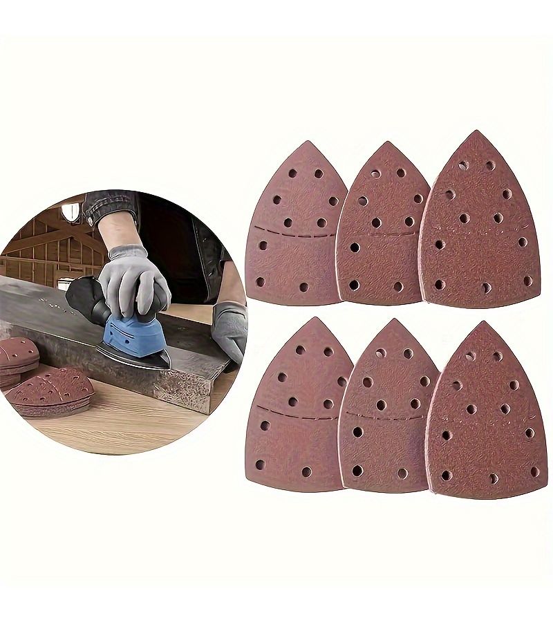 20 Pieces Triangle Sandpaper 120 Grit For Mouse Grinder 11 Holes Precision Machining And Polishing - Image 5