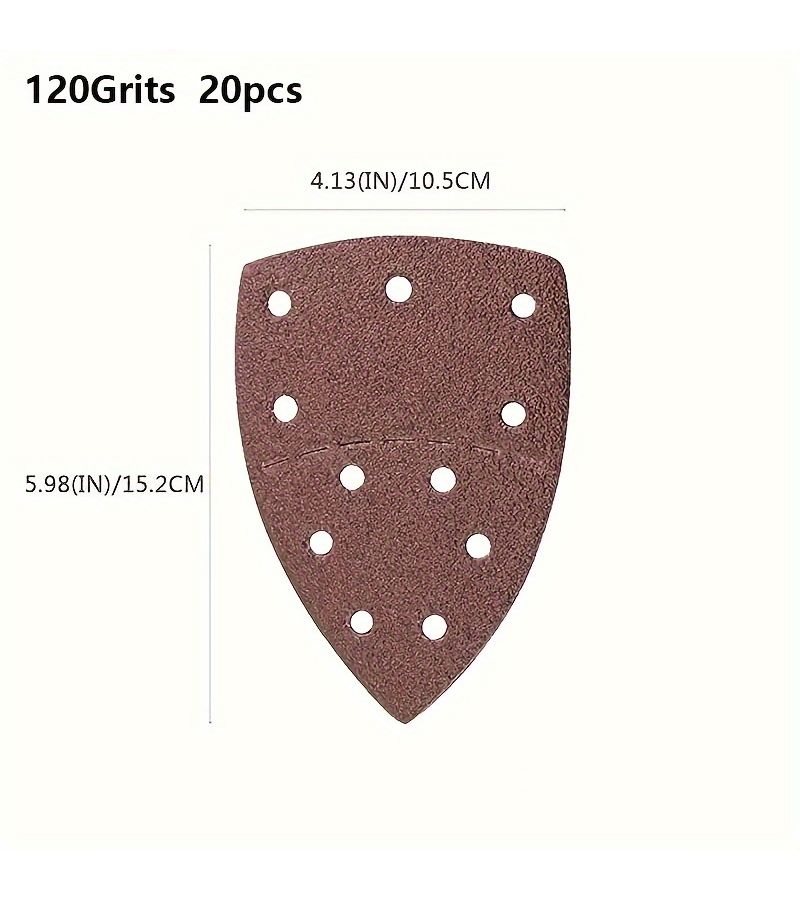 20 Pieces Triangle Sandpaper 120 Grit For Mouse Grinder 11 Holes Precision Machining And Polishing - Image 4