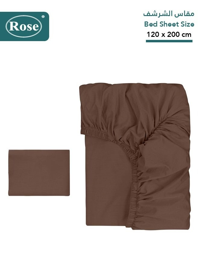Rose Rose Luxurious Plain Fitted Sheet with Deep Pockets and Pillow Case, Bed Sheet 2-Pieces Set, Soft & Cozy Microfiber Breathable and Cooling, Extra Twin Size 120x200+38 cm, Dark Brown  - Image 2