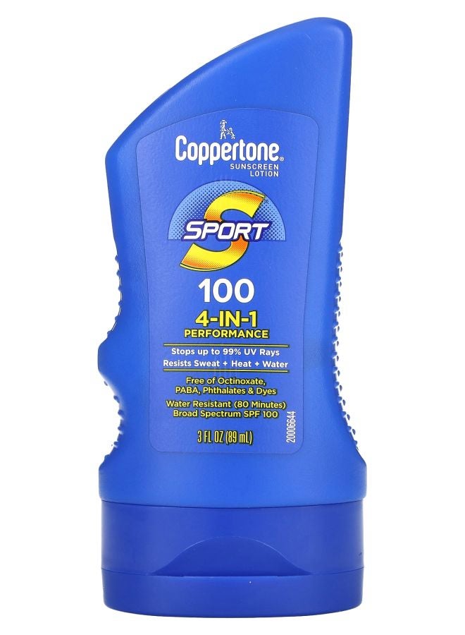 لوسيون واقي من الشمس الرياضي 4 في 1 أداء SPF 100 3 أونصة سائلة (89 مل)