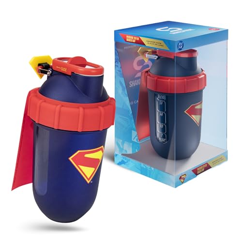 SHAKESPHERE Stainless Steel Protein Shaker Bottle - Superman Edition - 24oz Double Wall Insulated Shaker Cup, Leak-Proof, No mixing ball, Capsule Design, BPA-Free, Collector’s Box - Image 1