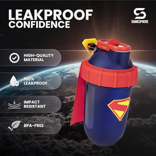 SHAKESPHERE Stainless Steel Protein Shaker Bottle - Superman Edition - 24oz Double Wall Insulated Shaker Cup, Leak-Proof, No mixing ball, Capsule Design, BPA-Free, Collector’s Box - Image 3