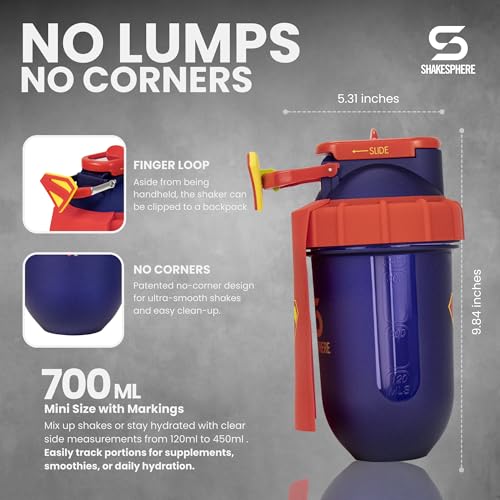 SHAKESPHERE Stainless Steel Protein Shaker Bottle - Superman Edition - 24oz Double Wall Insulated Shaker Cup, Leak-Proof, No mixing ball, Capsule Design, BPA-Free, Collector’s Box - Image 4