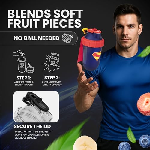 SHAKESPHERE Stainless Steel Protein Shaker Bottle - Superman Edition - 24oz Double Wall Insulated Shaker Cup, Leak-Proof, No mixing ball, Capsule Design, BPA-Free, Collector’s Box - Image 5