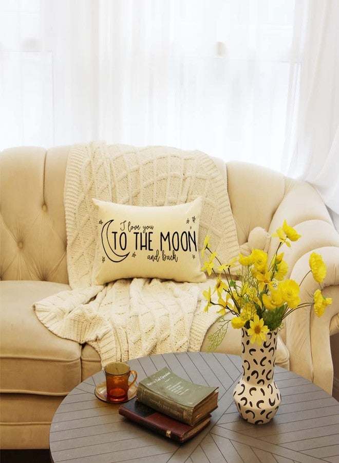Ogiselestyle I Love You to The Moon and Back Lumbar Throw Pillow Cover, 12 x 20 Inch Farmhouse Cushion Case Decoration for Sofa Couch - Image 5