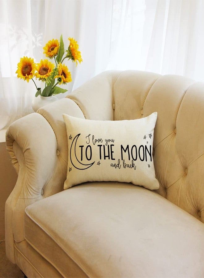 Ogiselestyle I Love You to The Moon and Back Lumbar Throw Pillow Cover, 12 x 20 Inch Farmhouse Cushion Case Decoration for Sofa Couch - Image 4