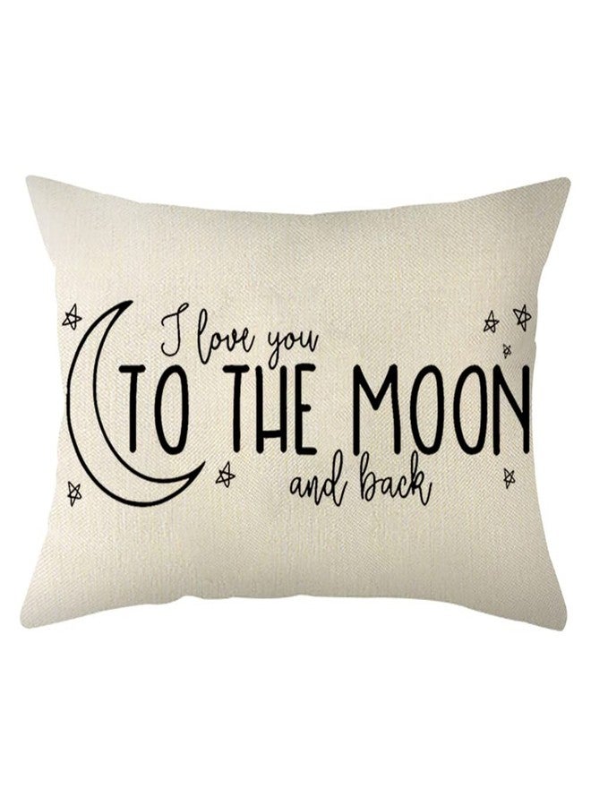 Ogiselestyle I Love You to The Moon and Back Lumbar Throw Pillow Cover, 12 x 20 Inch Farmhouse Cushion Case Decoration for Sofa Couch - Image 1
