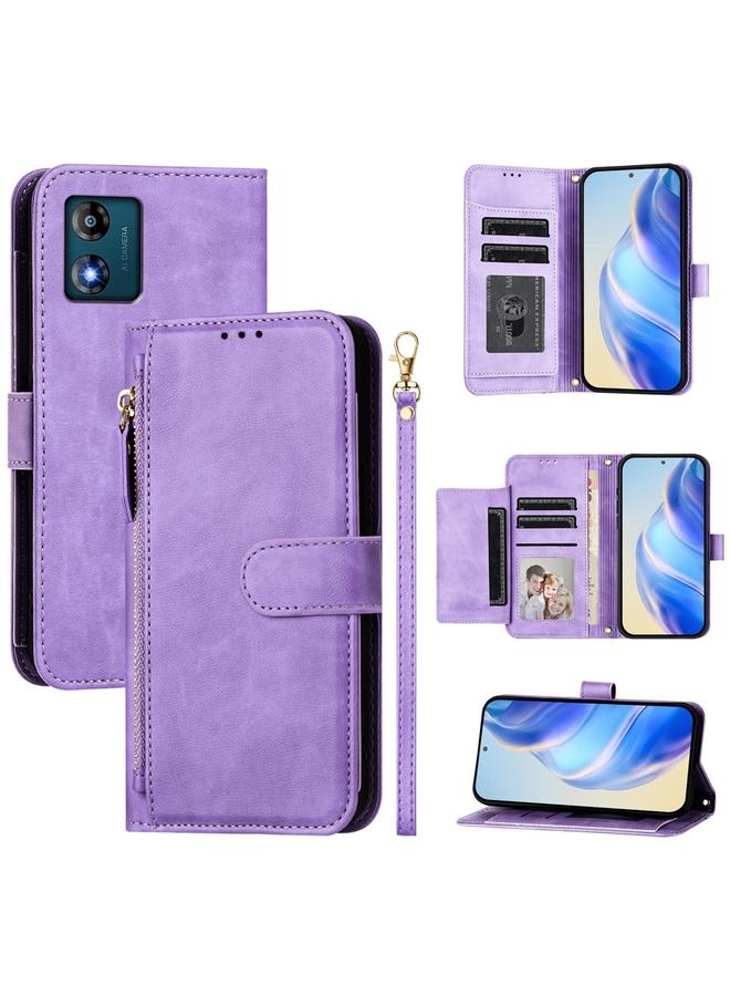 erorex Case For Motorola Moto E13 4G 2023 Multi-Card Slots Zipper Wallet Leather Phone Case - Image 1