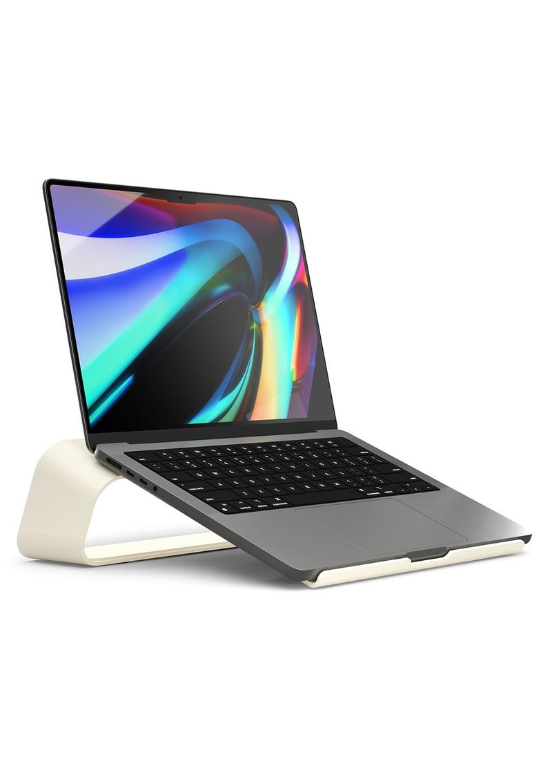 DailyObjects DailyObjects Arete Laptop Stand Ivory Portable Compatible with MacBook Notebook Tablet Aluminum Ergonomic Tabletop Laptops Upto 16 inch  - Image 1
