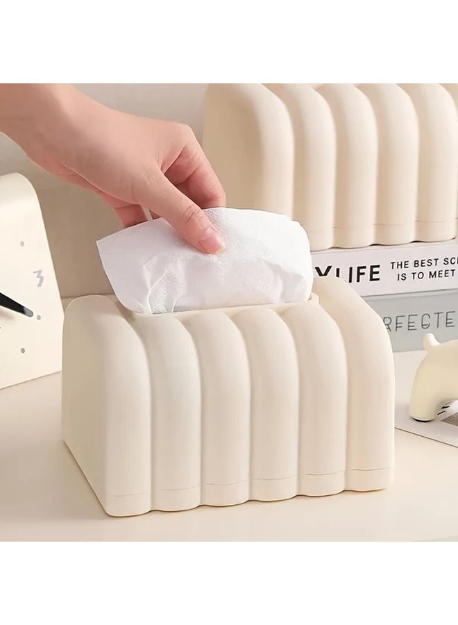 صنديل منظم على شكل خبز بلون بيج أنيق - متين من البولي بروبلين - تصميم سهل الاستخدام لديكور غرفة المعيشة والطعام - لمسة جمالية بسيطة للمنزل - Image 5