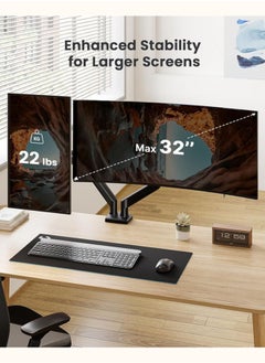 Chixing Dual Monitor Mount up to 32 inches Screen, Max 22 lbs Each Arm, Adjustable Dual Monitor Stand, Sturdy Steel Dual Monitor Arm with 180° Swivel, Tilt, 360° Rotation for Home Office, VESA 75/100mm  - Image 2
