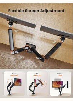 Chixing Dual Monitor Mount up to 32 inches Screen, Max 22 lbs Each Arm, Adjustable Dual Monitor Stand, Sturdy Steel Dual Monitor Arm with 180° Swivel, Tilt, 360° Rotation for Home Office, VESA 75/100mm  - Image 4
