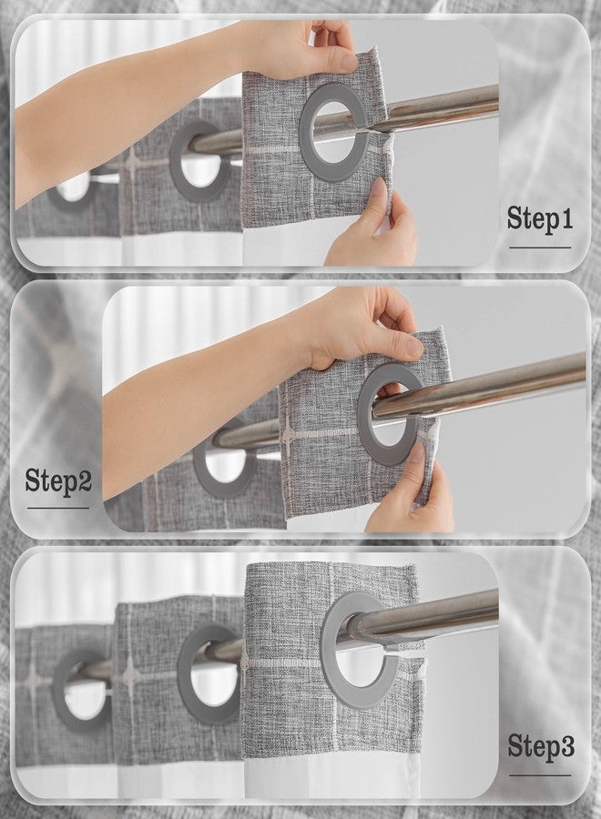 River Dream Farmhouse Shower Curtain with Snap-in Liner, No Hooks Needed Fabric Shower Curtains with Tassels for Rustic Bathroom Decor, with Window,with Magnets,Water Repellent&Machine Washable,Grey,71x74Inch - Image 2