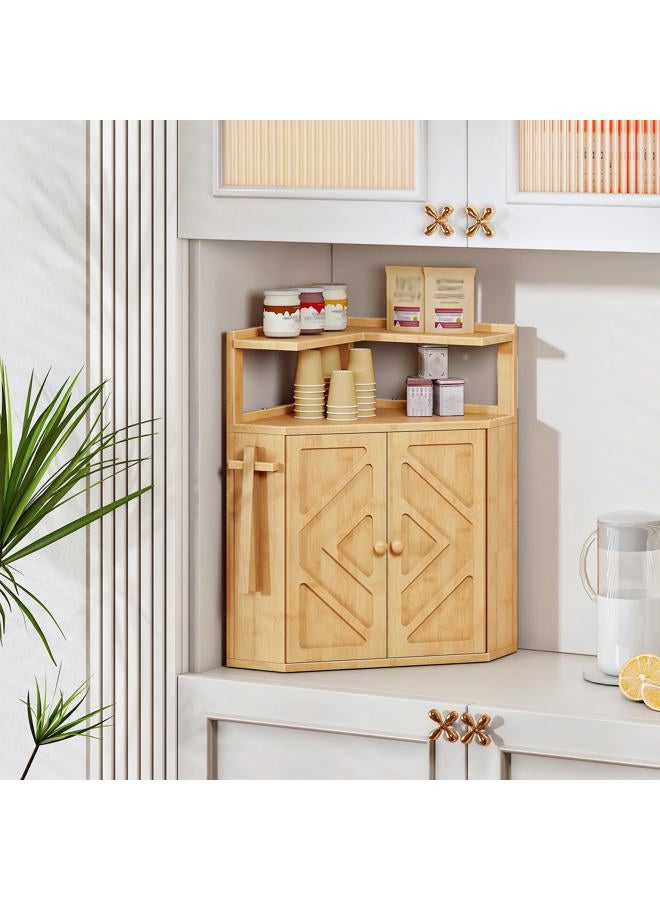 HOOBRO Bamboo Bread Box, Corner Bread Box for Kitchen Countertop, Large Capacity 2-Tier Bread Container, Bread Storage Container with Removable Shelf and Clip Holder, for Dining Room, Natural YL17MB01 - Image 5
