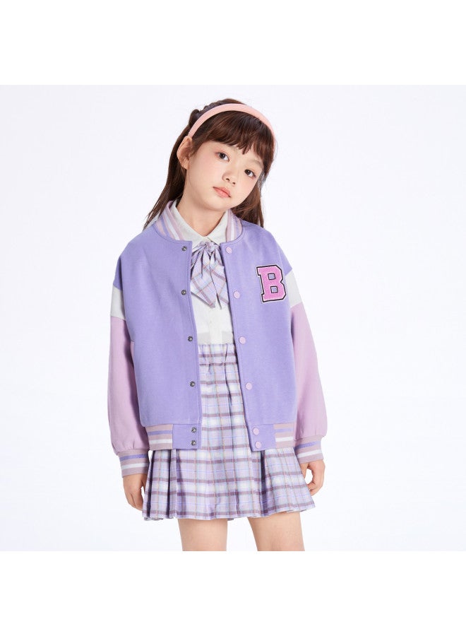 Balabala Preppy Style Baseball Jacket For Boys And Girls, Children's Long-sleeve Casual Outerwear, Kids' Sportswear For Spring/autumn - Image 3