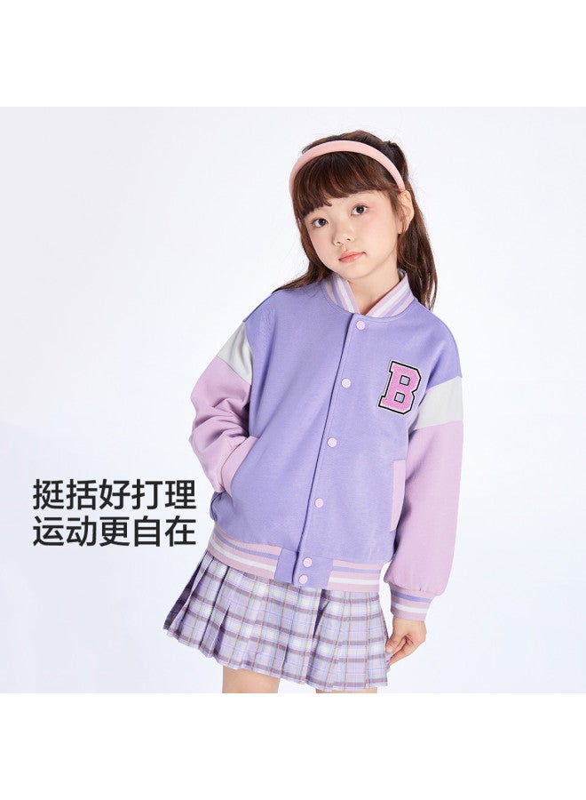 Balabala Preppy Style Baseball Jacket For Boys And Girls, Children's Long-sleeve Casual Outerwear, Kids' Sportswear For Spring/autumn - Image 2
